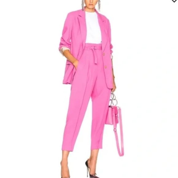 High Waisted Pink 3.1 Philip Lim Pink Belted Tapered Pants - Picture 4 of 5